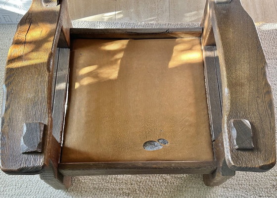 Rustieke houten zitgroep met bruine bekleding, Zithoek, Textiel, Rustic (foto 14 van 15)