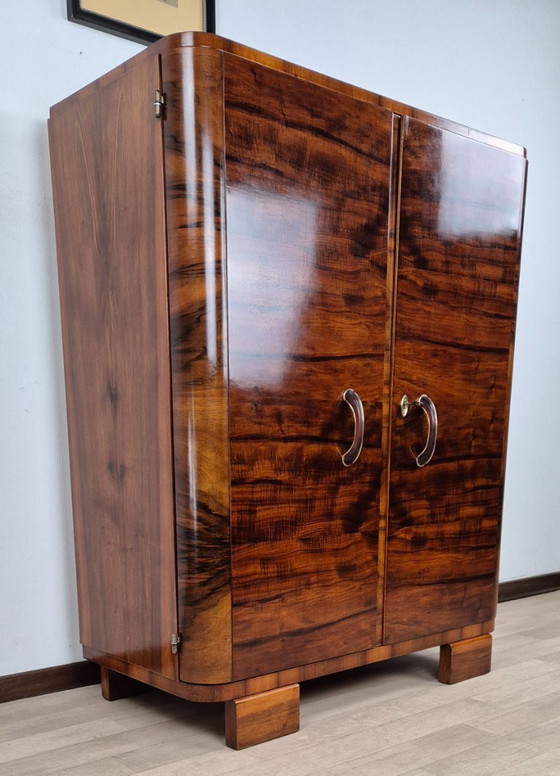 Aparador Veneciano Art Déco 1940, Manifattura Italiana, Armarios de almacenamiento, Madera, Latón, Marrón (foto 4 de 15)