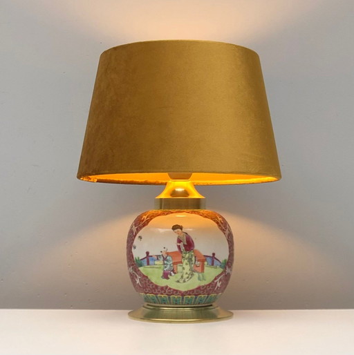 Lampe à poser - Laiton, Porcelaine