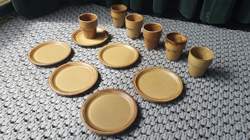 Vintage tableware 12-piece LILIEN PORZELLAN Austria brutalist 70s