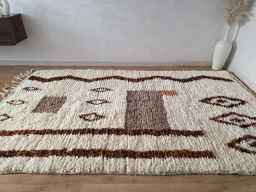 Handgemaakt Marokkaans wollen tapijt 2,5 x 1,5 m: Berber geometrisch ontwerp