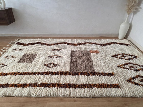 Image 1 of Handgemaakt Marokkaans wollen tapijt 2,5 x 1,5 m: Berber geometrisch ontwerp