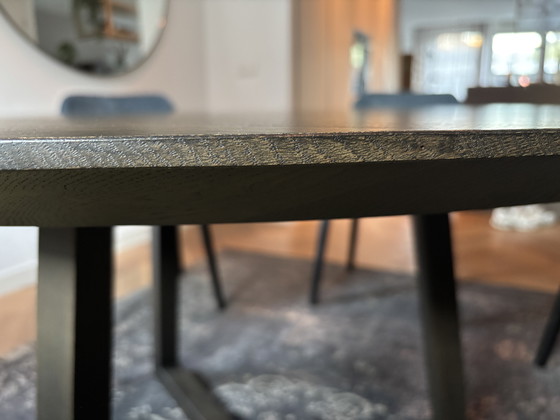 Image 1 of Massief eiken houten tafelblad rond 140 cm