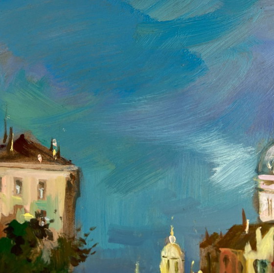 Image 1 of Original Oil Painting City River Landscape Dream of Venice