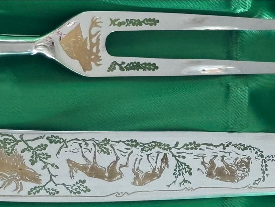 Anton Wingen Jr. carving set with game motif, Cutlery Sets, Metal, Other, Green (photo 9 of 9)