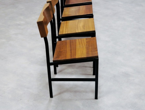 Image 1 of 6x vintage industriële eetkamerstoelen
