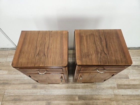 Paire de tables de nuit Art Decò en noyer, 1940 – Bois (photo 5 of 18)