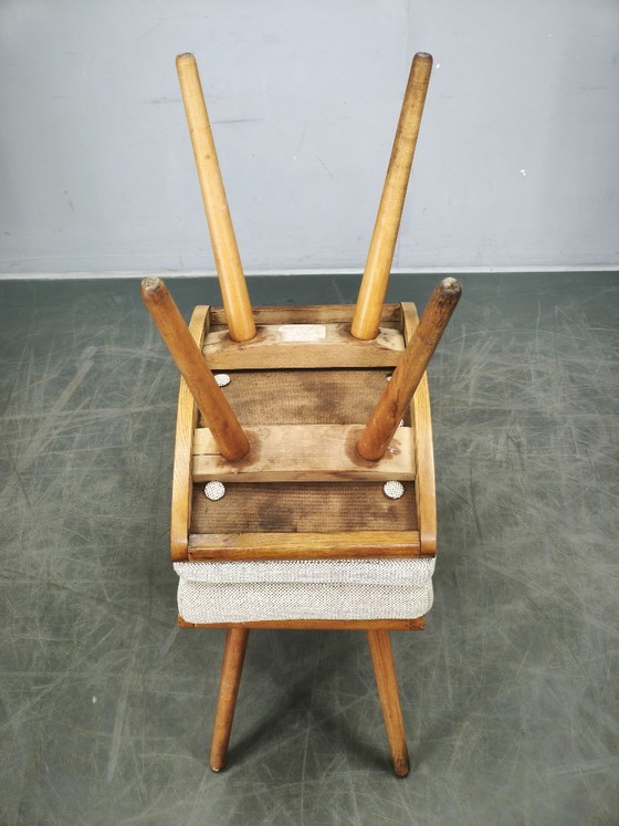 Image 1 of Pair of Mid-Century Beech Stools, Czechoslovakia, 1960s