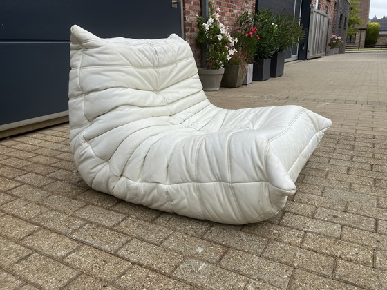 Image 1 of 100% autentico Ligne Roset Togo 1 posto, pelle bianco sporco '87