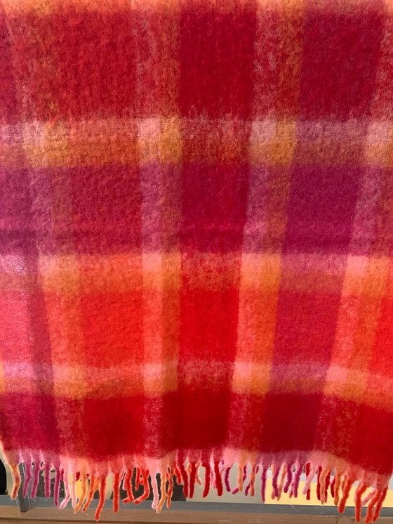 Image 1 of Manta/manta de cuadros Cecchi e Cecchi de lujo – cuadros rojo-naranja