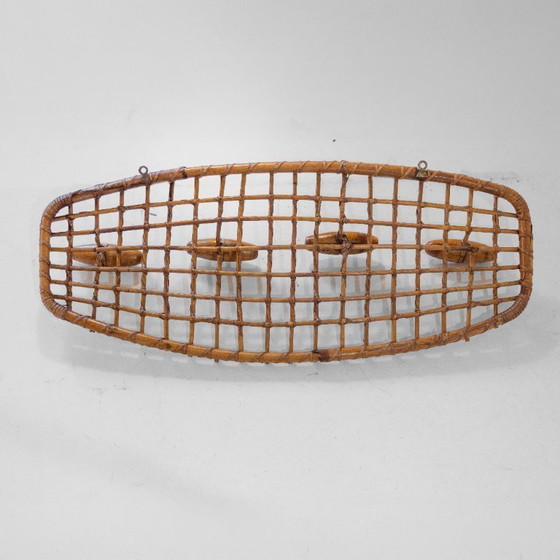 Image 1 of 1x Italian Mid-Century Bamboo and Rattan Coat Rack by Bonacina, 1960s