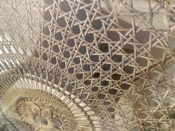 Image 1 of Beautiful Chippendale table with Viennese caning and glass top, round