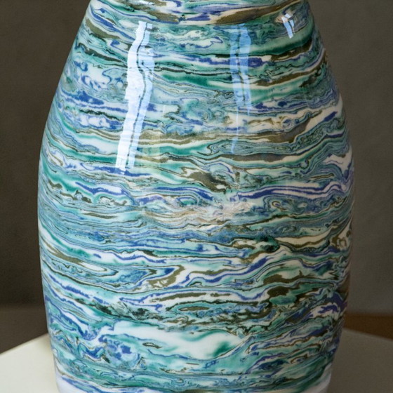 Image 1 of Unique handcrafted vase in turquoise mixed clay