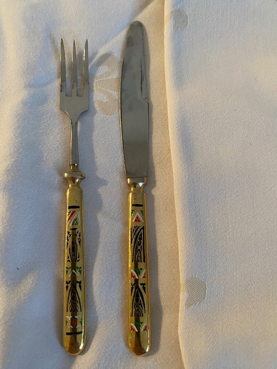 Image 1 of posate da dessert color oro da sei pezzi