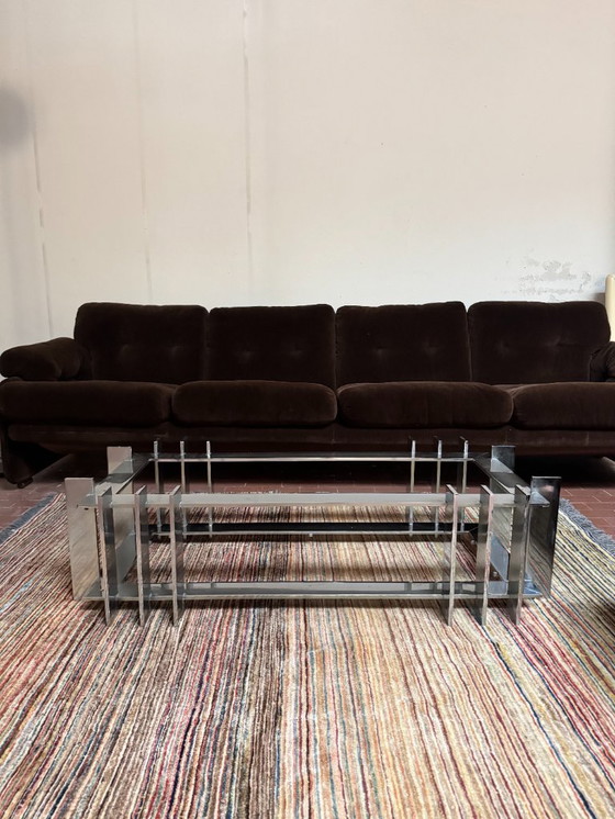 Image 1 of Mesa de centro Saporiti, cristal y cromo, años 70