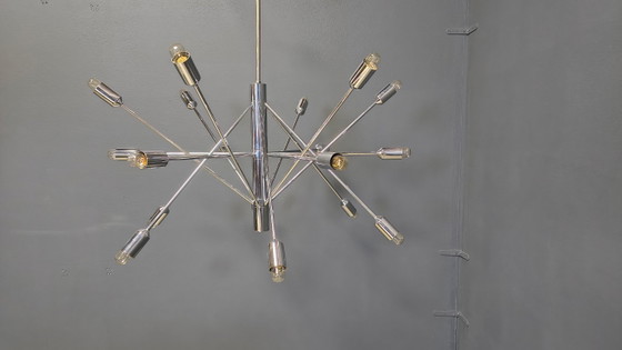 Image 1 of Vintage chrome sputnik style chandelier, 1970s