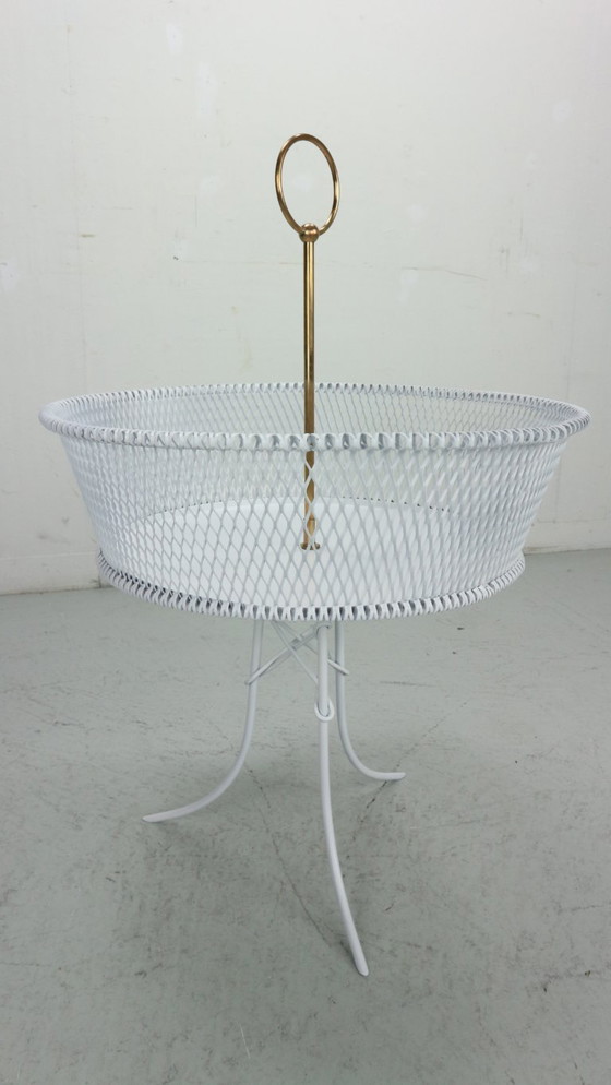 Image 1 of Fioriera d'epoca in metallo bianco e ottone, Francia, anni '60