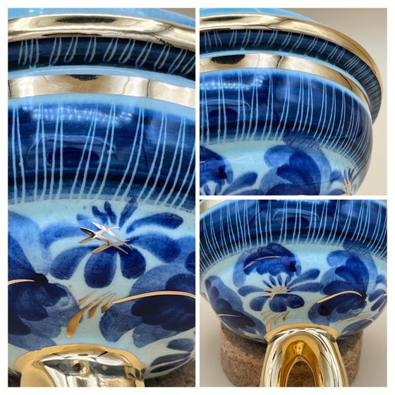 Image 1 of H. Bequet, Jarrón de jengibre, Azul vibrante con detalles dorados, Espectacular