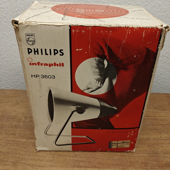 Image 1 of Iconic Philips Infraphil Heat Lamp – 1970s – Complete Set + Extra Bulb + Second Lamp Available 