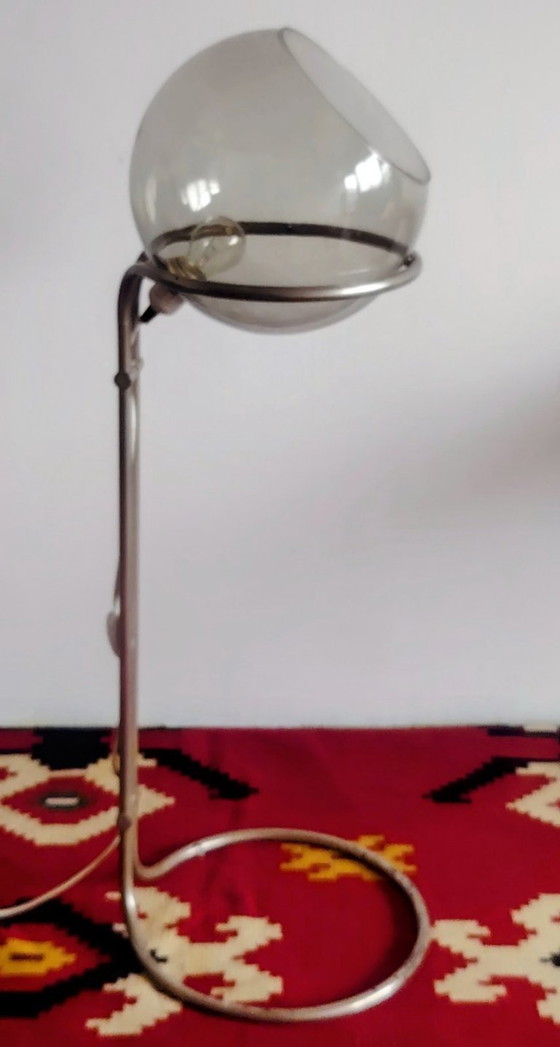 Image 1 of Modernist bauhaus glass ball floor lamp. Designer: Házi Tibor