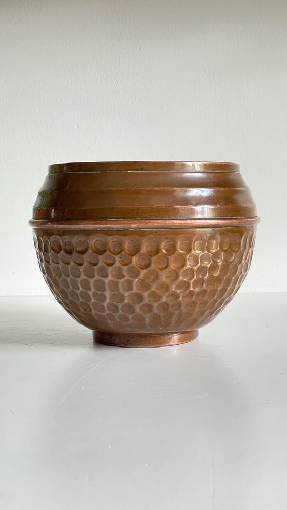 Image 1 of CACHE-POT par VILLEDIEU Cuivre à Patine Vintage