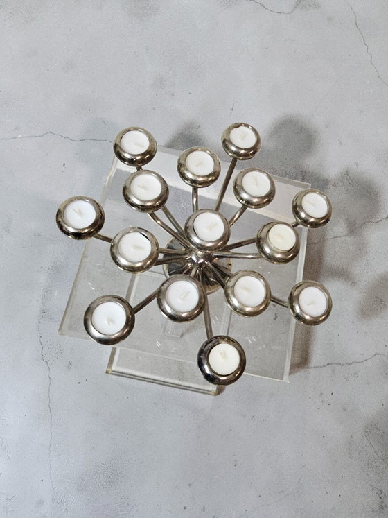 Image 1 of Bougeoir Dream Designer Fink, porte-bougie chauffe-plat SHORTLIGHT, 15 flammes, plaqué argent