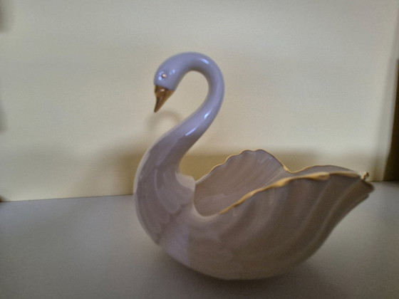 Image 1 of 2 kleine Schwäne - Porzellanfiguren - Lenox USA, mit Goldrand