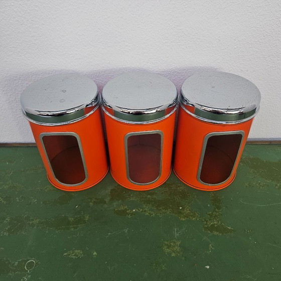 Image 1 of Ensemble de 7 boîtes de rangement vintage, bocaux de cuisine, boîtes de conservation Brabantia