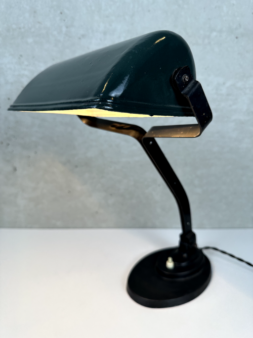 Lampada da notaio/banchiere vintage in smalto SEVADAC