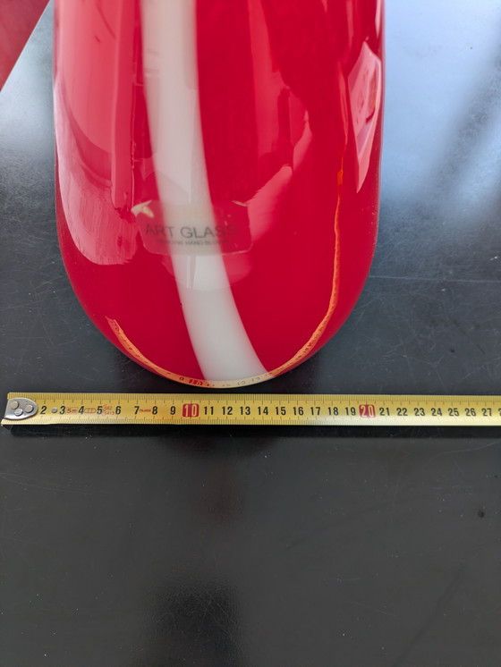 Image 1 of Set di grandi vasi da terra di design, rossi e bianchi – Vetro artistico – soffiati a mano