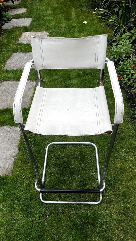 Image 1 of 4 x Tabourets de bar vintage blanc + chrome