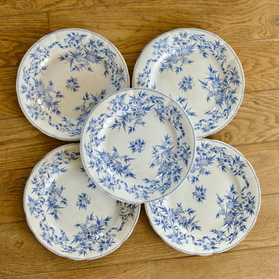 Image 1 of 19th century Sarreguemines "Epine" ironstone plates (5AP)