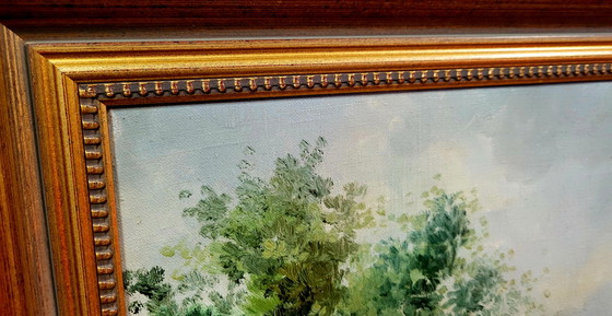 Image 1 of Antique painting - A farmhouse in Soest with chickens running loose by H.Koekoek