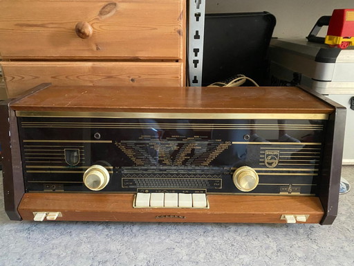 Vintage Philips radio 50s/60s – wooden casing – rare retro design