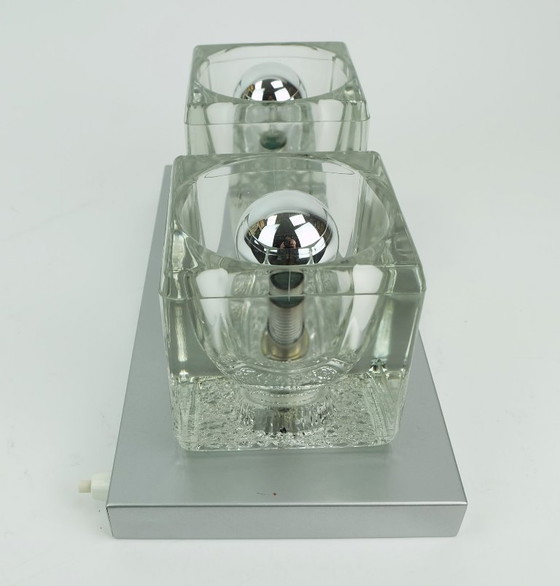 Image 1 of no. 1 of 2: vintage mid century peill & putzler SCONCE with 2 glass cubes 1960s/70s wall light