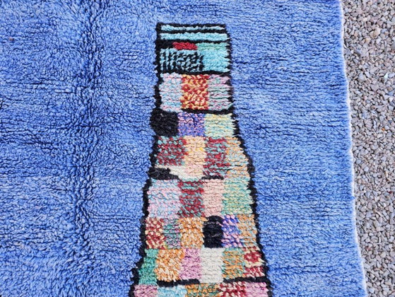 Image 1 of Alfombra marroquí azul bígaro de 3x2 m - Alfombra geométrica pixelada vibrante