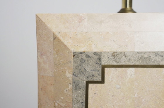 Image 1 of Vintage Marble Table Lamp Italian Art Deco Stone Lamp Geometric Marble Lighting Mid Century Modern Accent Lamp