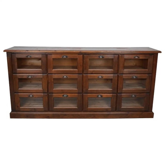 Image 1 of Armario de mercería holandés antiguo de pino, mediados del siglo XX