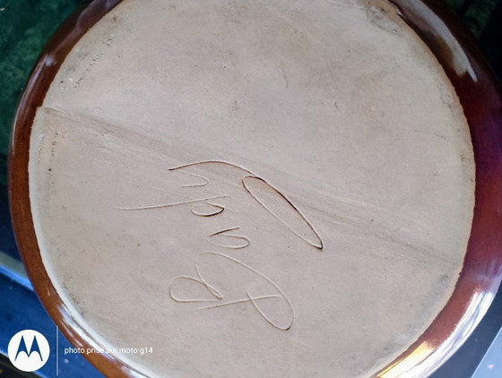 Large Vintage St Amand Sandstone Ceramic Vase Signed BADY (photo 2 of 5)