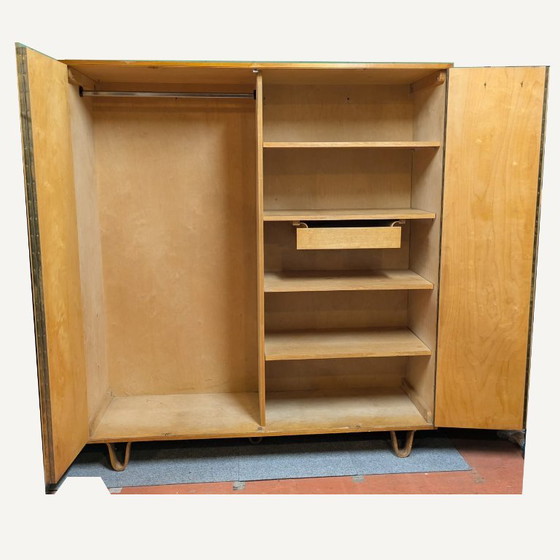 Pastoe KB04 Wooden Wardrobe with Drawer, Metal, Brown, Vintage (photo 3 of 10)