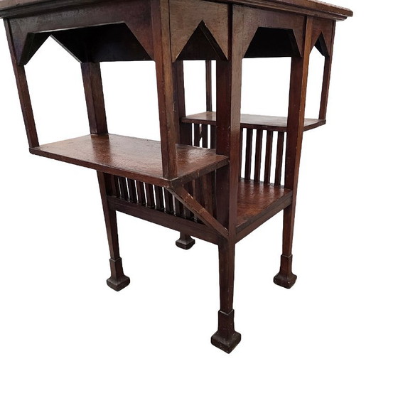 Arts and Craft side table with tiles, from around 1900 – Wood (photo 5 of 7)