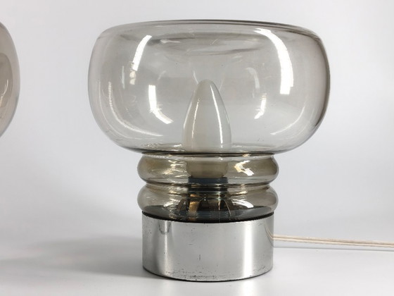 Coppia di Lampade da tavolo Vintage anni '70 in Vetro Fumè – Illuminazione Design Retrò (photo 5 of 11)