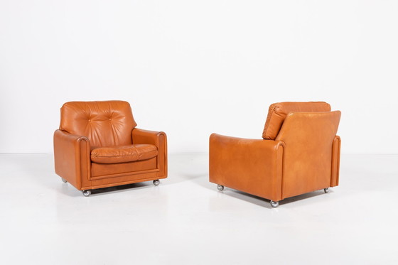 Image 1 of Danish Modern Cognac Leather Armchairs From 1960’S