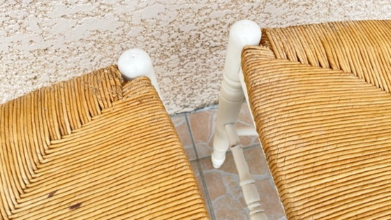 Image 1 of Paire de CHAISES Paillées BLANCHES Vintage 