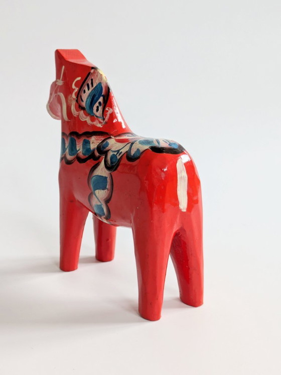 Image 1 of Set van 2 vintage Zweedse Dala-paardjes van hout, handgeschilderd, Scandinavisch decoratief cadeau.
