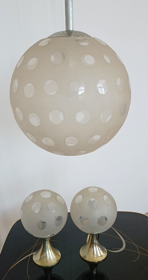 set di tre lampade dell'era spaziale 