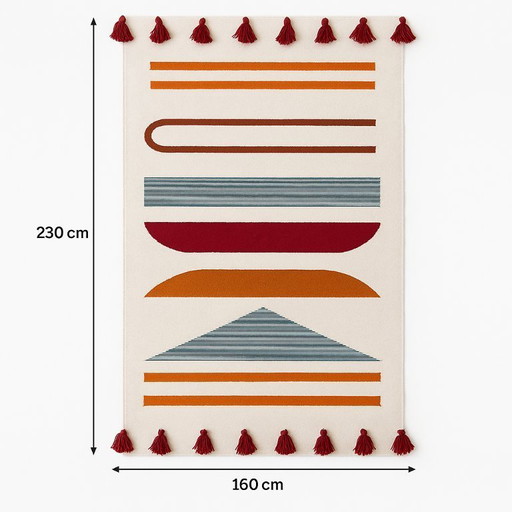 Vintage handgemaakte kelim van wol - 160x230 cm - Geometrisch ontwerp