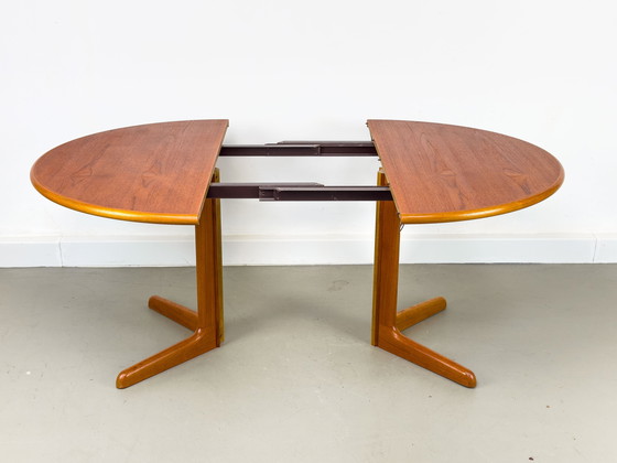 Image 1 of Danish Round Teak Dining Table With Extensions By Gudme Møbelfabrik, 1970S