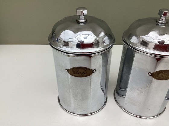 Image 1 of Barattoli vintage in stile Art Déco per caffè, zucchero e cicoria.