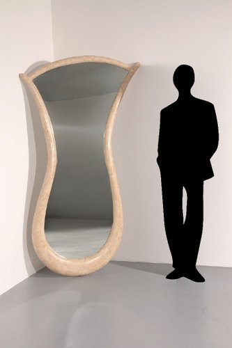 Grande specchio italiano a mosaico in travertino, 1960 – spiegels, Stone, Italian Design